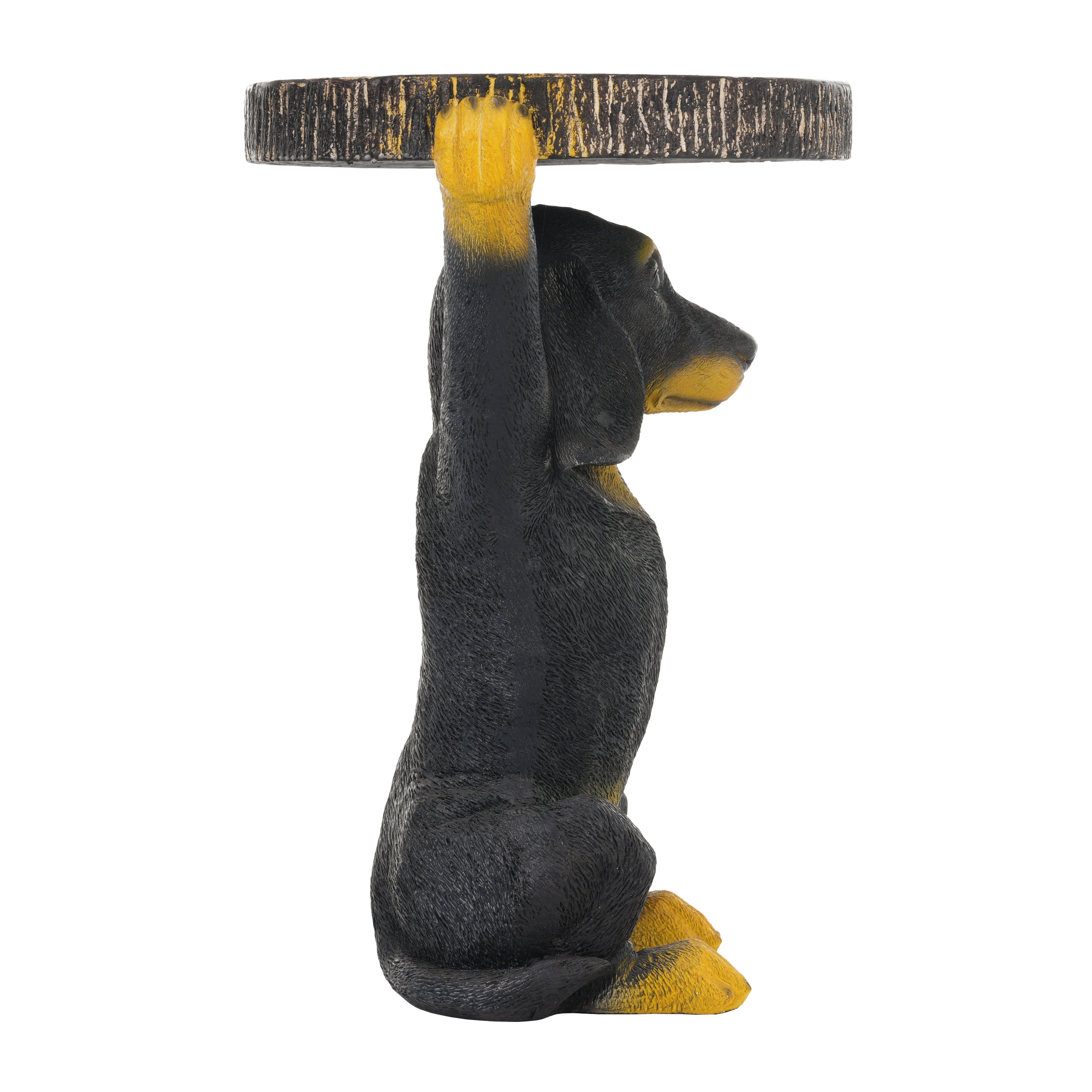 22.17'H Black Dog Side Table Pedestal End Table Stool