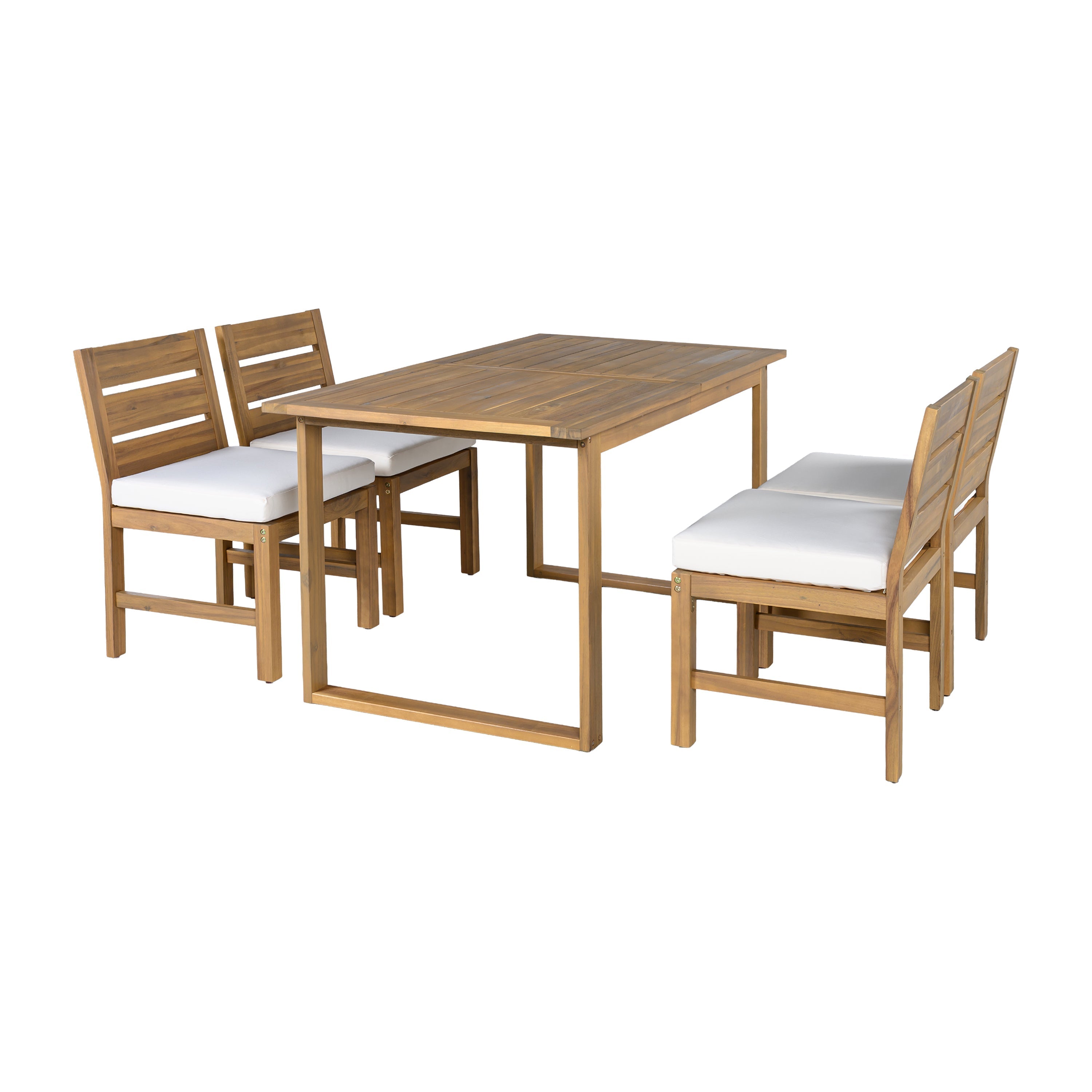 U_STYLE Farmhouse 5-Piece Outdoor Patio Dining Set with Adjustable Legs
