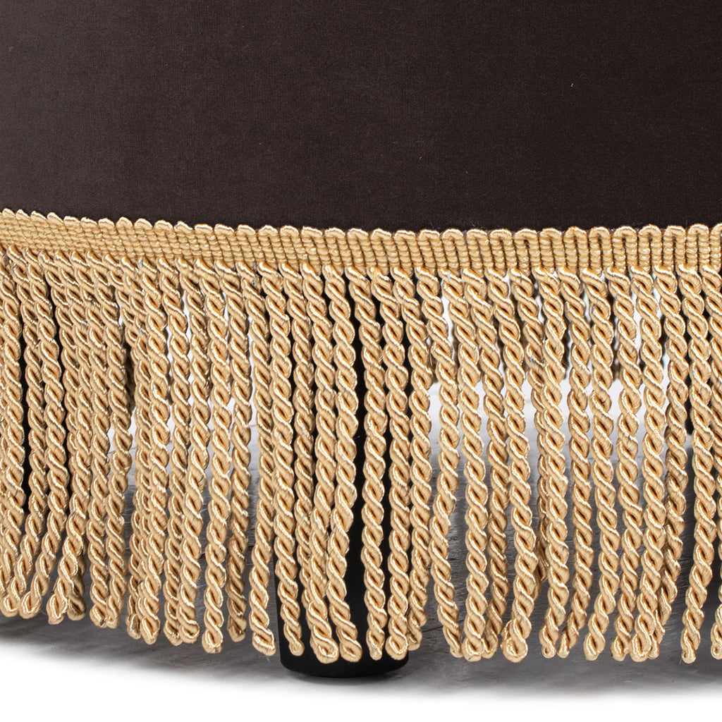 Yolanda 24" Round Upholstered Accent Ottoman - Deep Brown Velvet