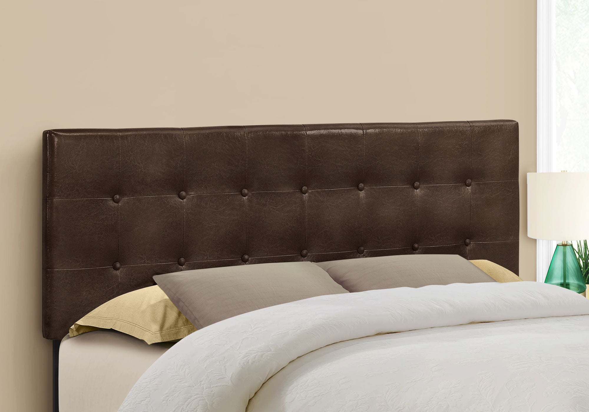 Queen Size Upholstered Bed Headboard - Transitional Brown