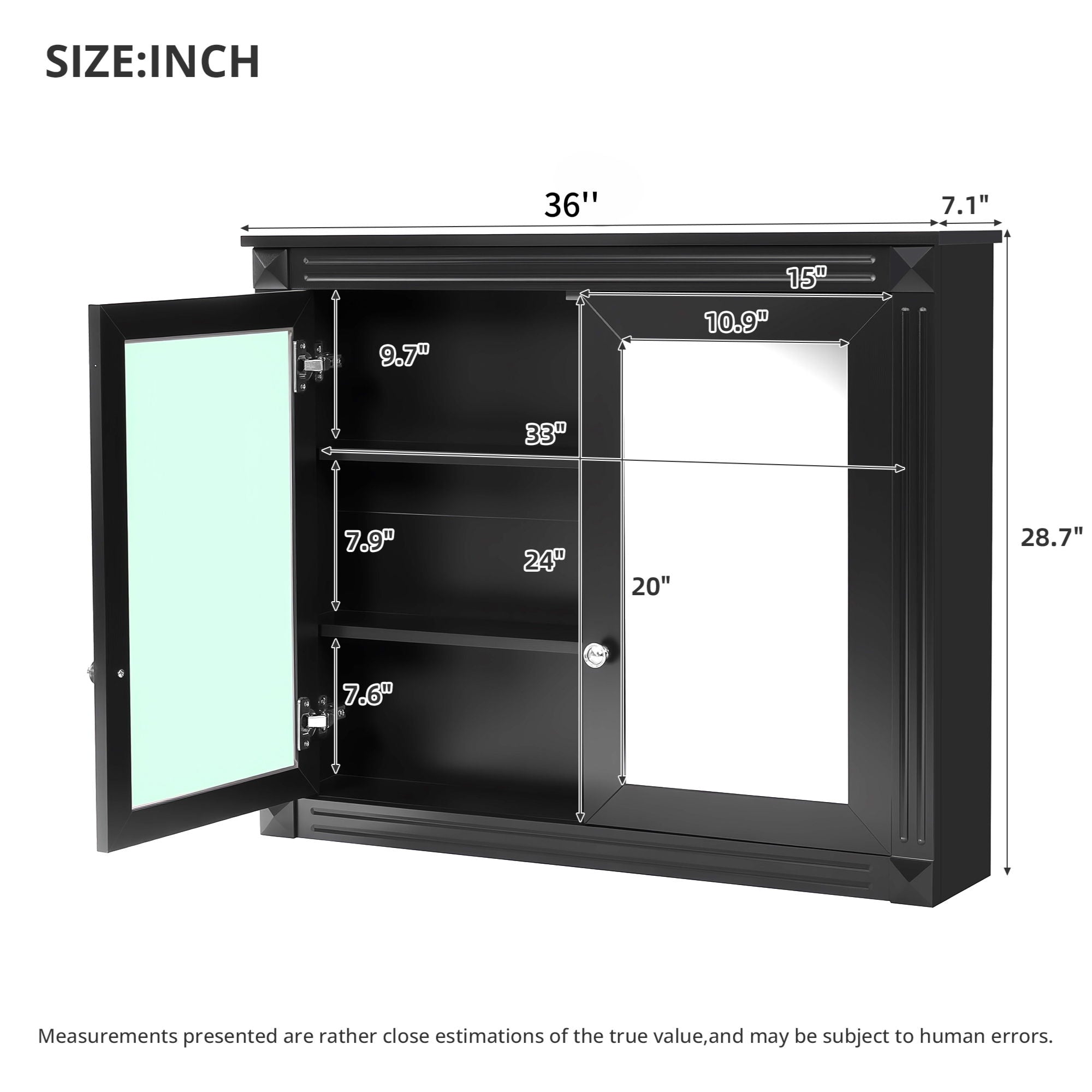 Wall-Mounted Medicine Cabinet With 2 Mirrors and Adjustable Shelves