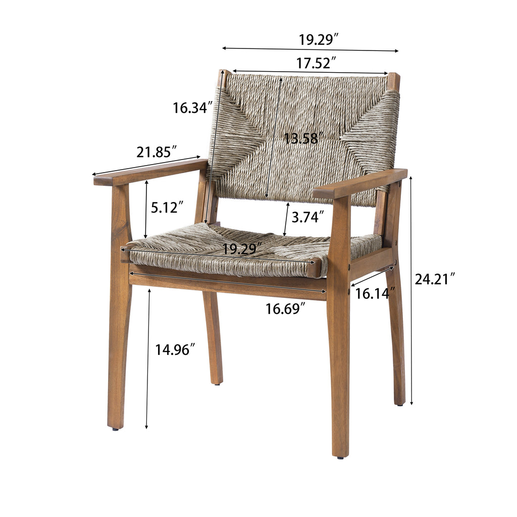 Durable Outdoor Dining Chair Set with Acacia Wood Frame and Wicker Seat