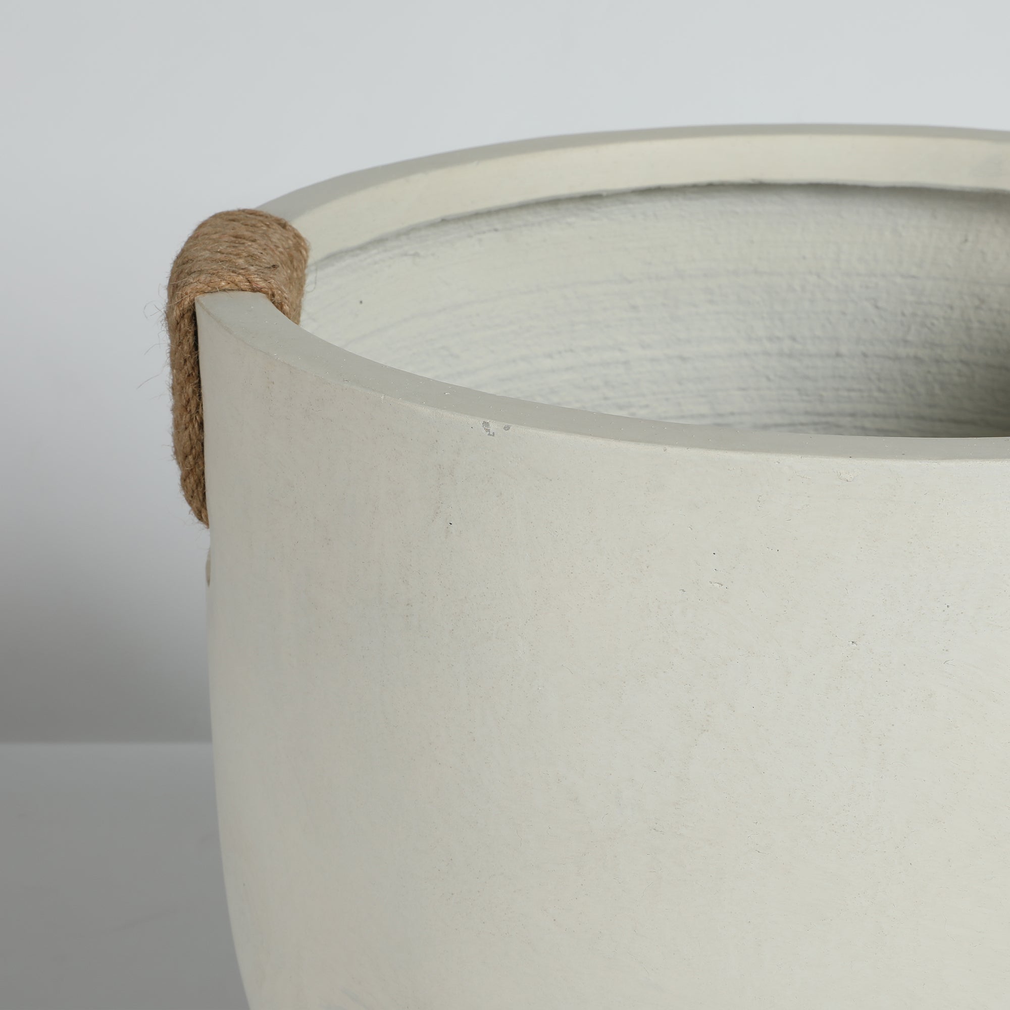Round Concrete Planter Set of 2, Large Handmade Off White Pots