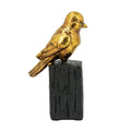 Gold Resin Songbird Sculpture on Black Faux Branch