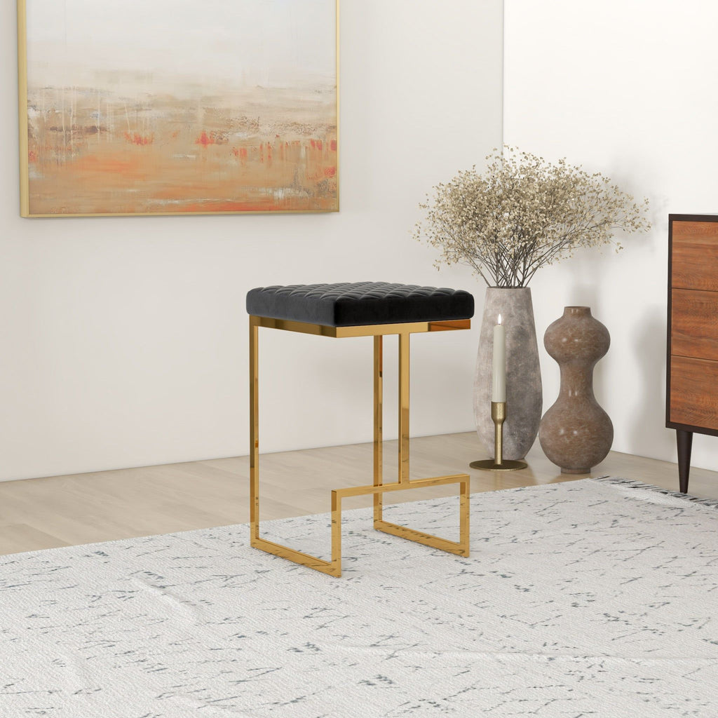 Joel - Upholstered Stool - Black / Gold