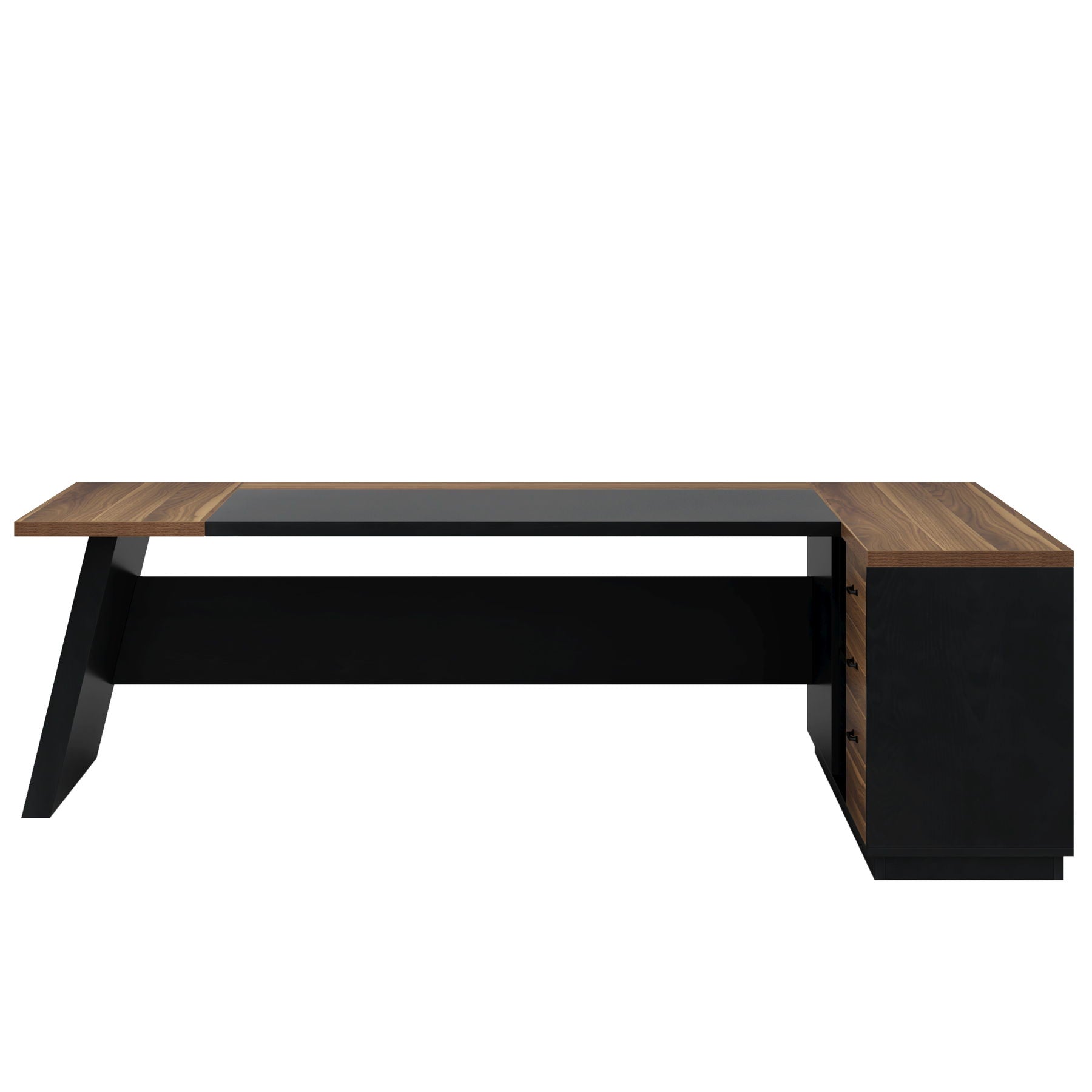 L-Shaped Executive Desk With File Cabinet & Drawers