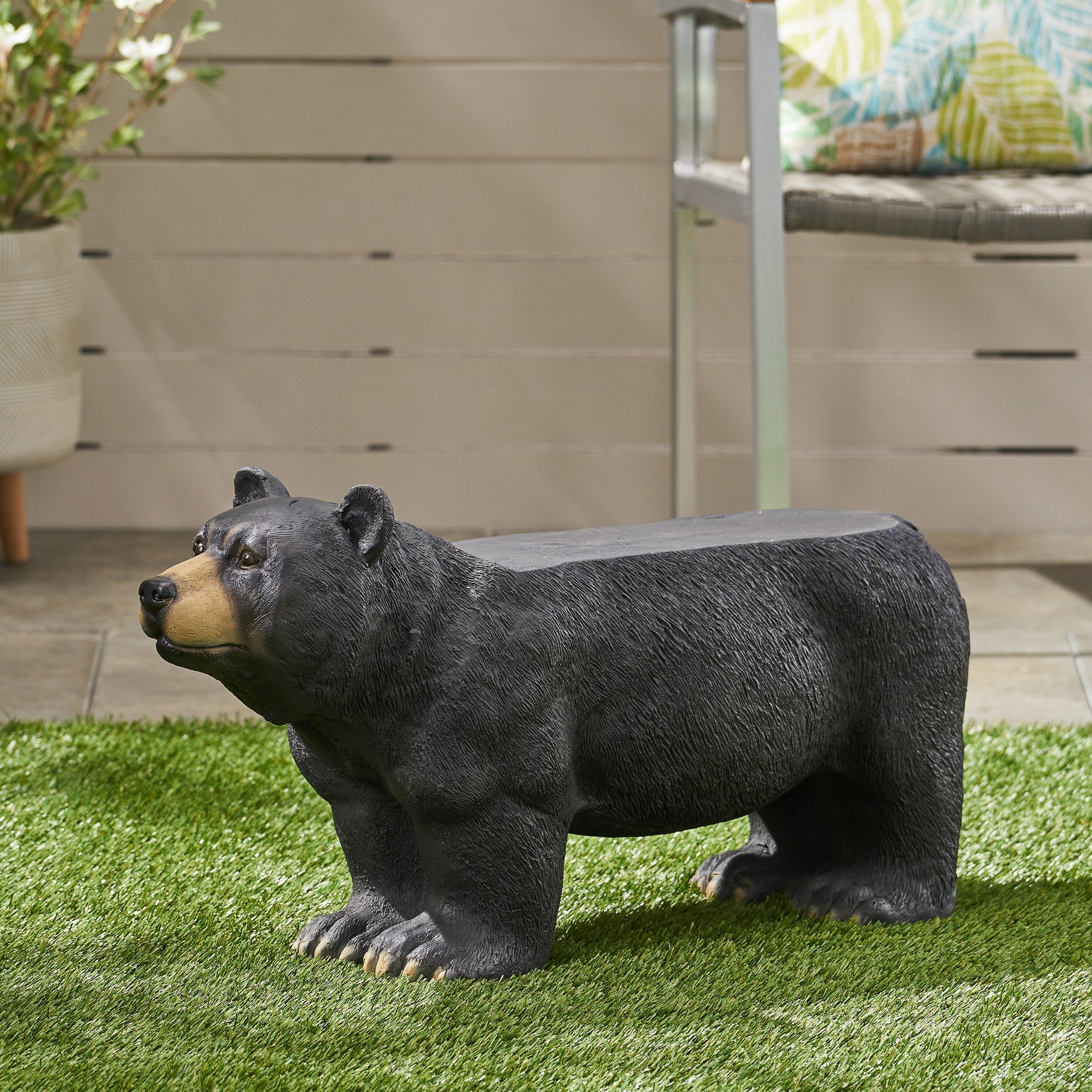MGO Bear Bench, Concrete Outdoor Bench, Matte Black