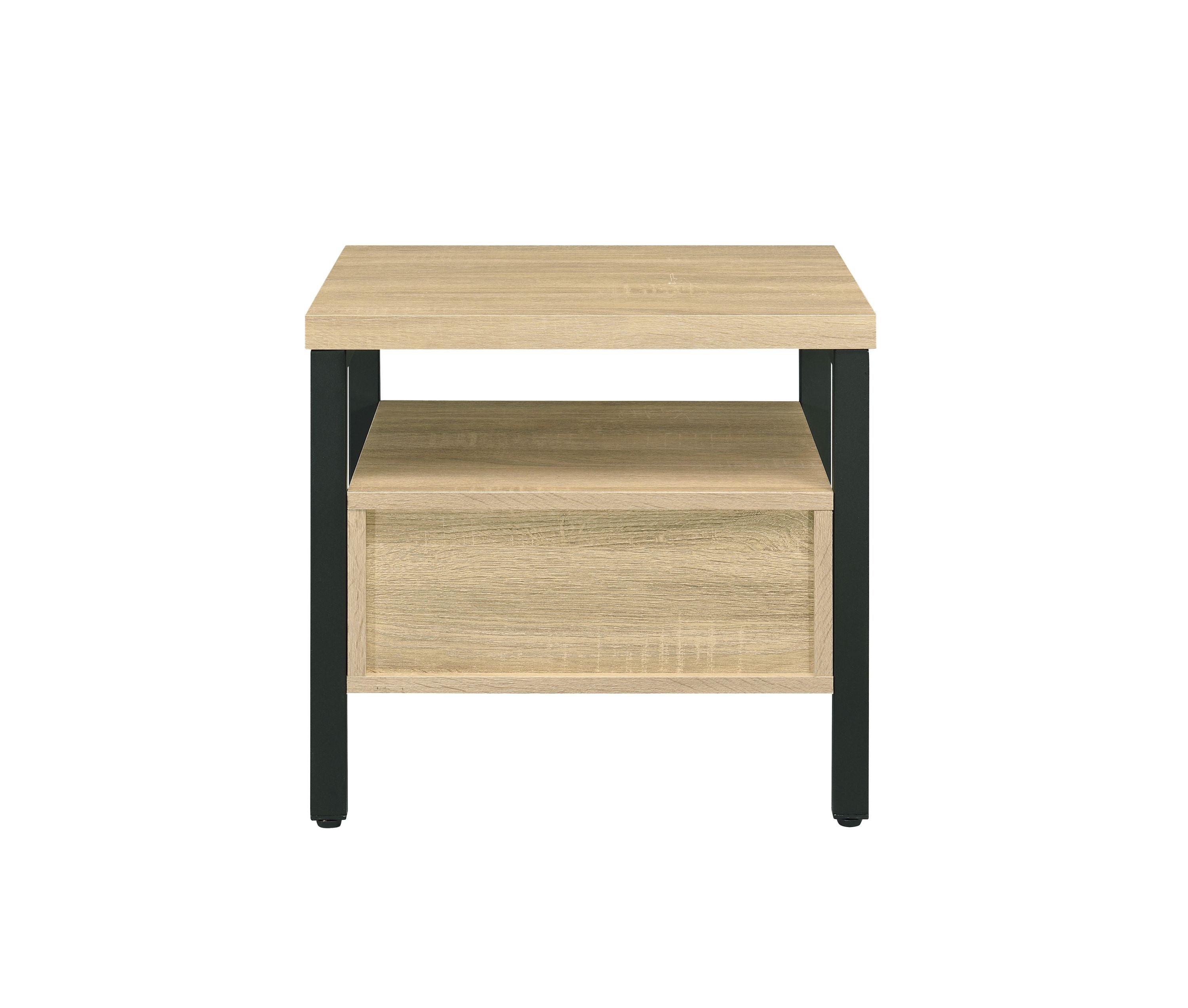 Oak Finish Nightstand with 1 Drawer and 1 Shelf
