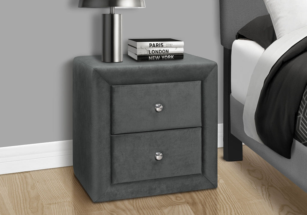 Nightstand With Storage Drawer, Upholstered, Transitional