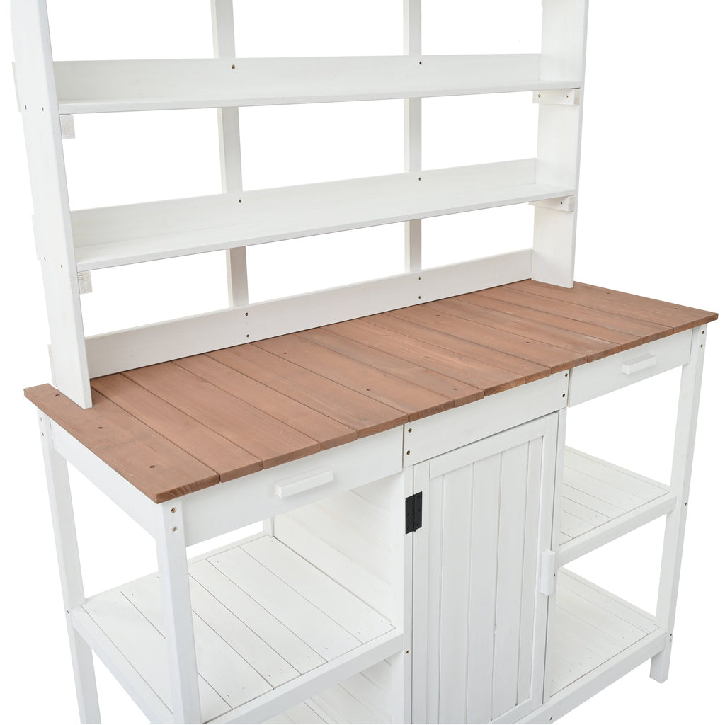 Topmax 66" Large Outdoor Farmhouse Wooden Potting Bench Table