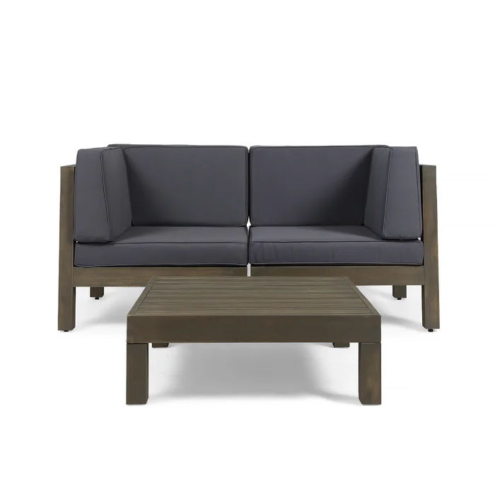Brava X-Back 2 Seater Sectional Loveseat with Coffee Table