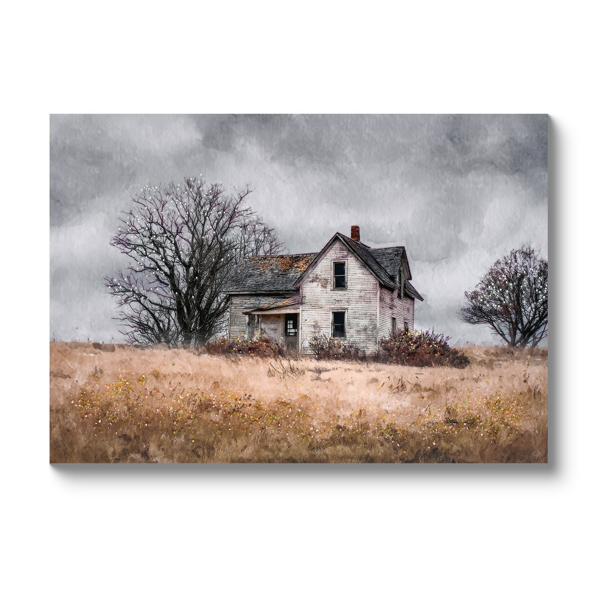 Framed Rustic Farmhouse Wall Art Vintage Barn Canvas Print 24x16 Inch