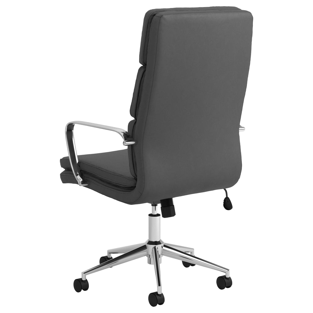 Upholstered Office Chair With Caster Wheels, Adjustable Height