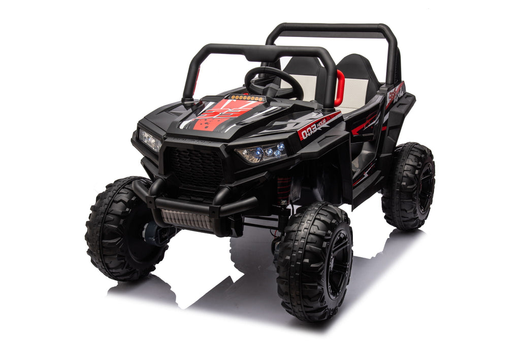 12V7A*2 30W*4 Four-Wheel Drive Seat One Button Start, Forward And Backward, High And Low Speed, Music, Front Light, Power Display, Two Doors Can Open, 2.4G R / C, Seat Belt Four Wheel Absorber
