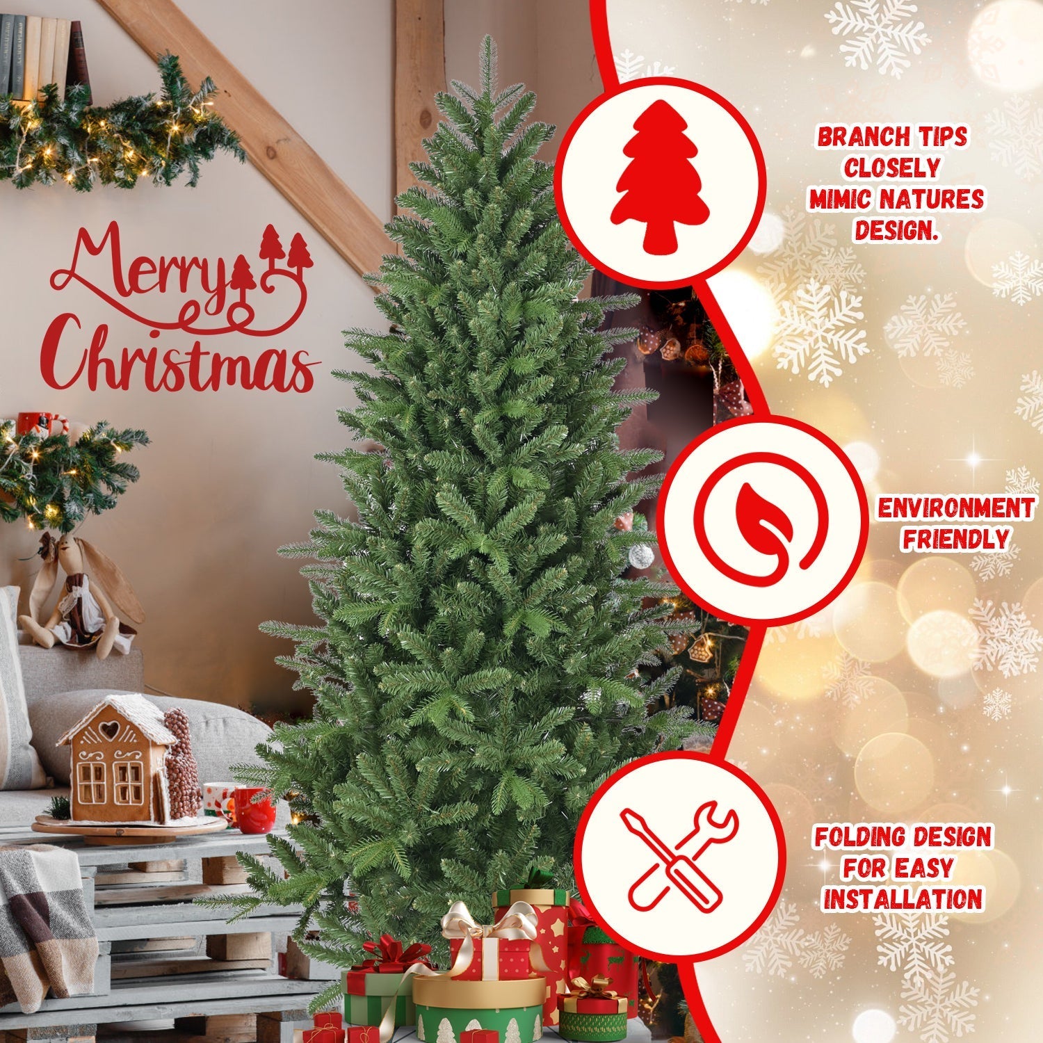 6ft Artificial Christmas Tree with 1168 Branch Tips