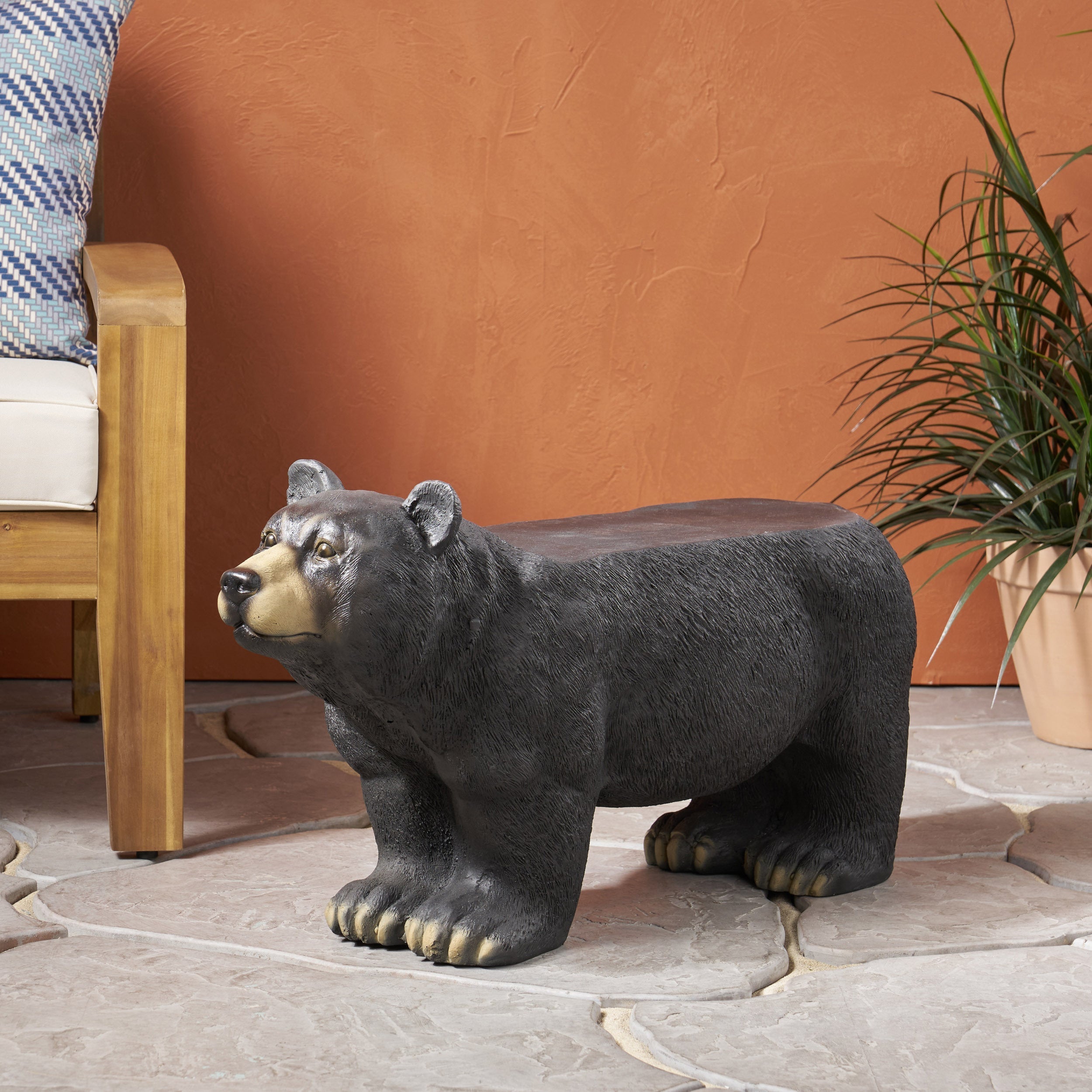 MGO Bear Bench, Concrete Outdoor Bench, Matte Black