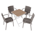 4 Modern Stackable Plastic Armchair Matched With Folding Square Table