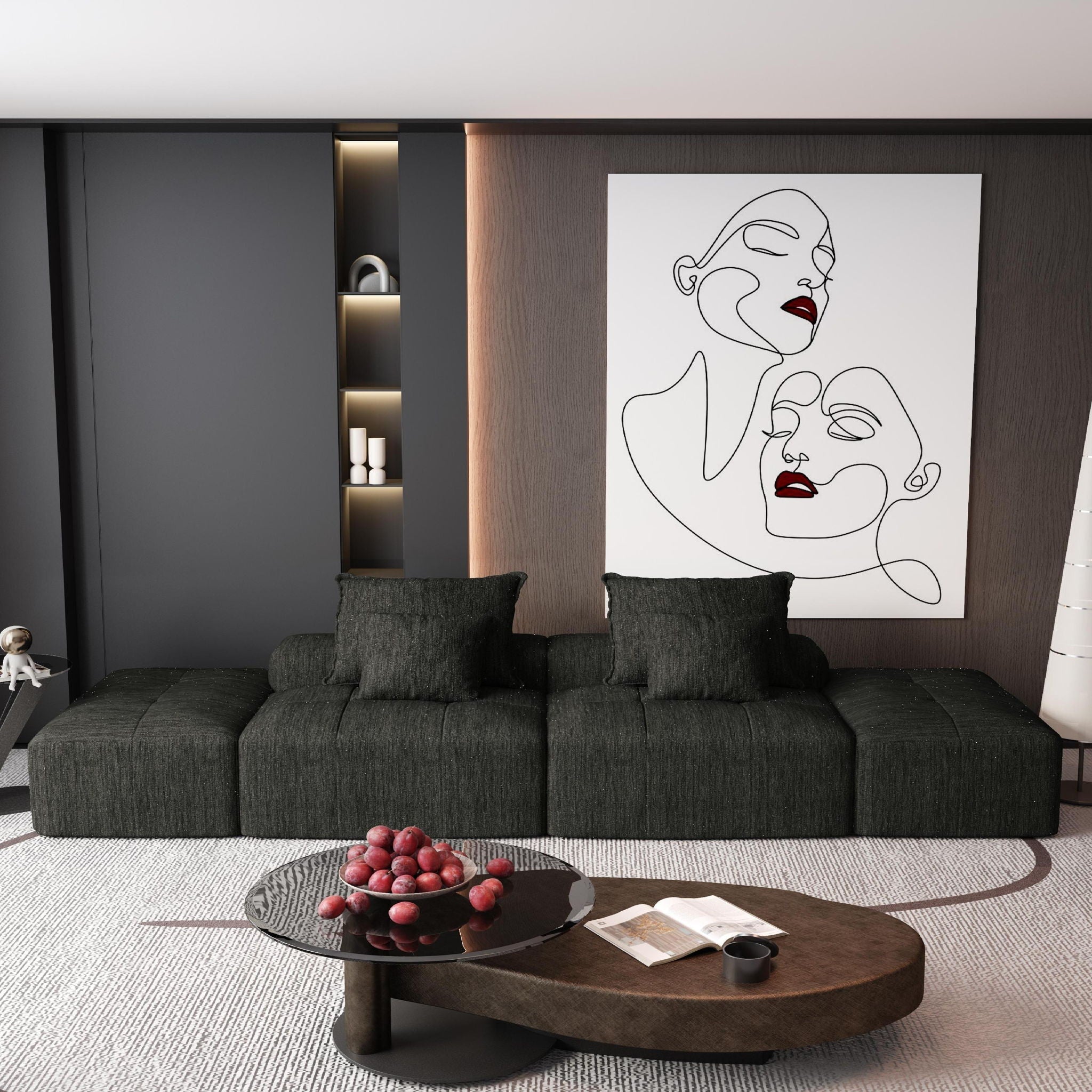 Modern Oversized DIY Combination Modular Sectional Sofa With Pillows