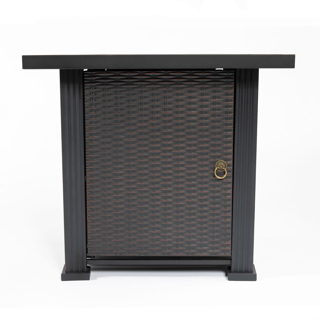 28" Propane Gas Fire Pit Table, 50000 BTU Square Steel Fire Pit