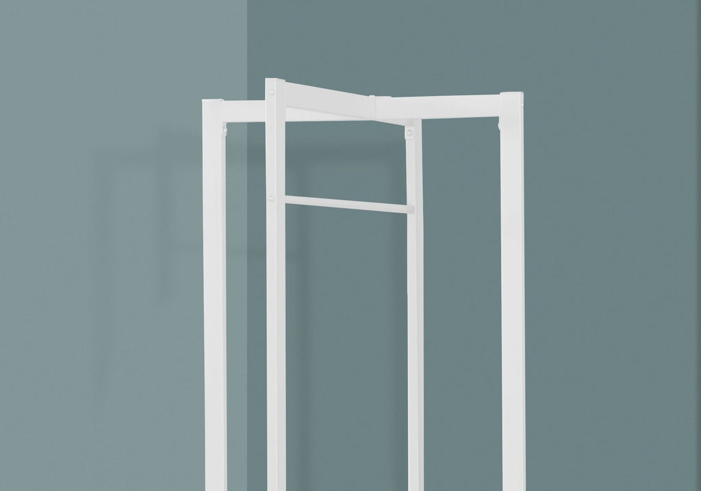 Coat Rack Hall Tree Free Standing Hanging Bar Entryway White