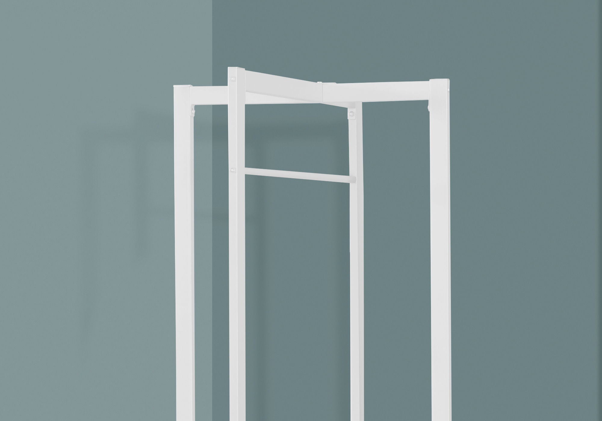 Coat Rack Hall Tree Free Standing Hanging Bar Entryway White