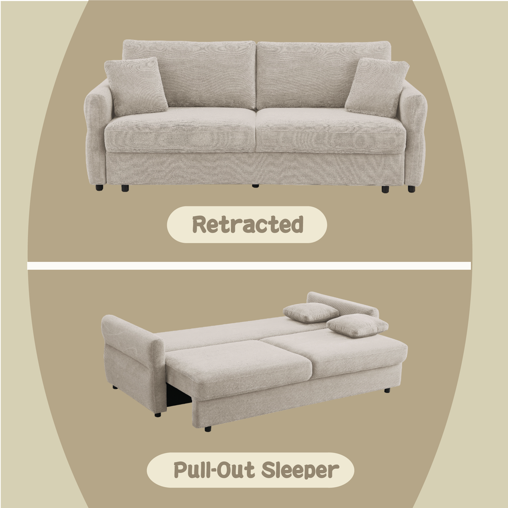 Haran Fabric Pull-Out Sleeper with Storage