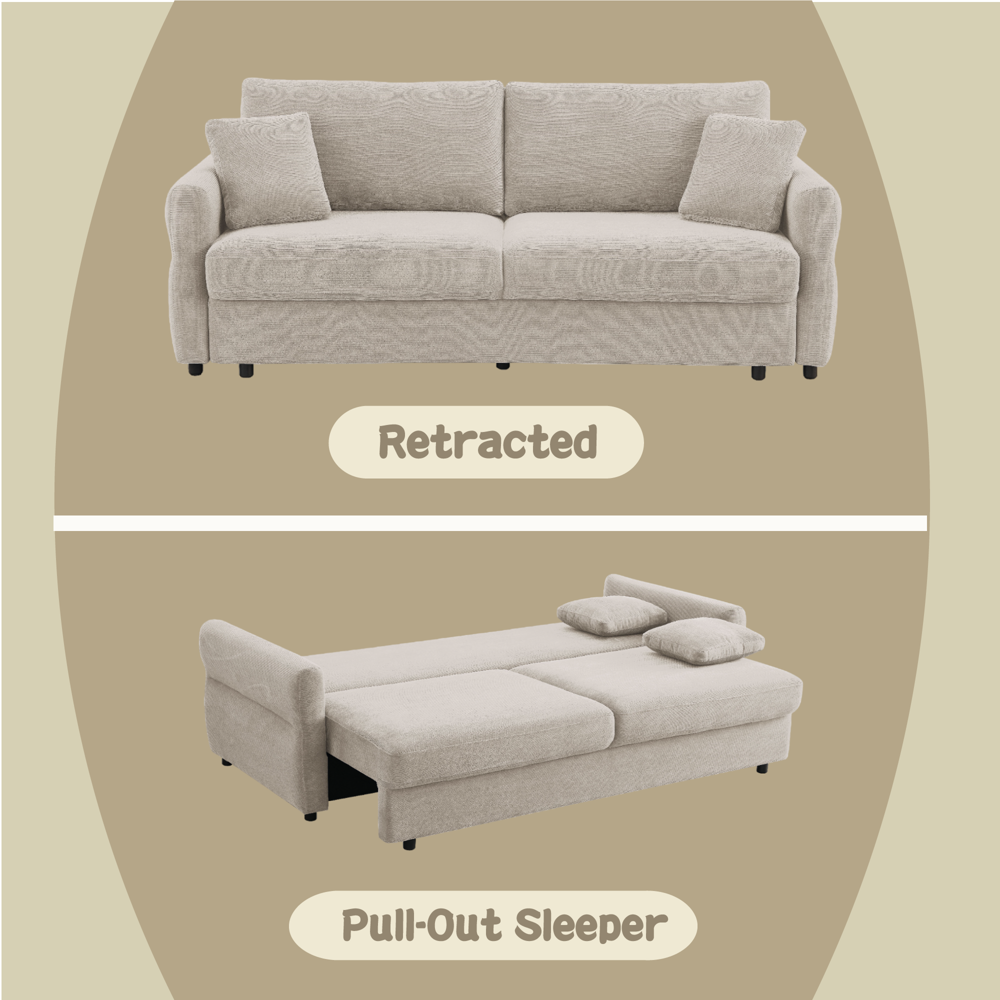 Haran Fabric Pull-Out Sleeper with Storage