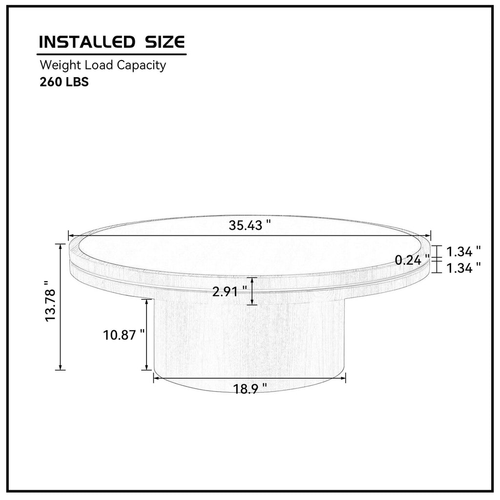 35.43 Inch Round Coffee Table with Sintered Stone Top