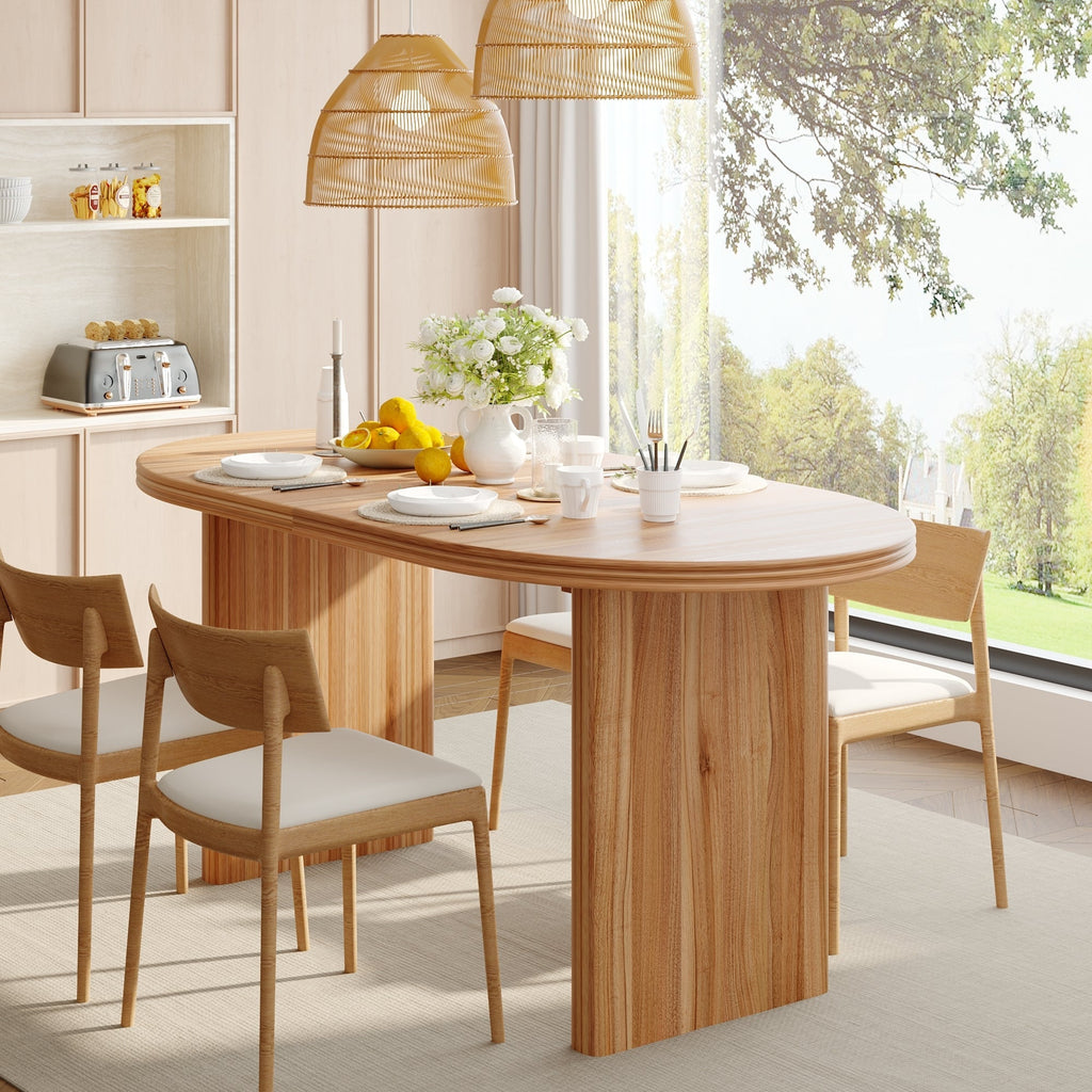 Modern Extendable Dining Table with Removable Extension Leaves