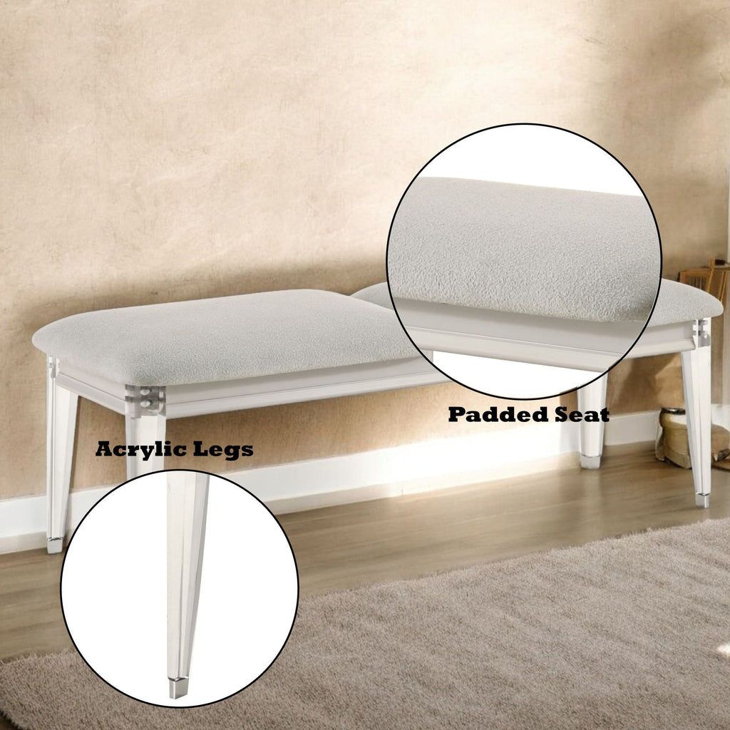 Laveda Boucle Bench - Light Gray / White