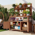 TOPMAX Potting Bench with Hutch, 50.2' Solid Fir Wood Garden Workstation