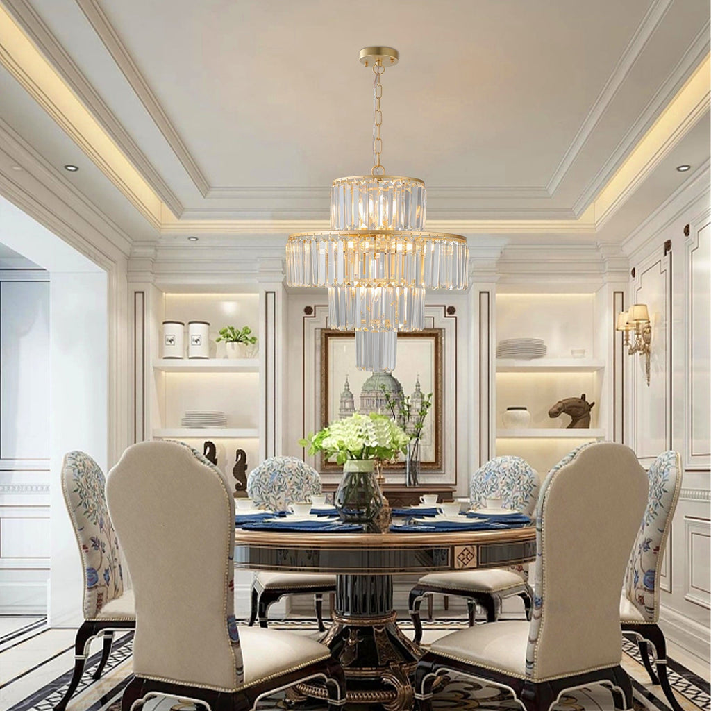 20' Modern Crystal Chandelier with Gold Finish