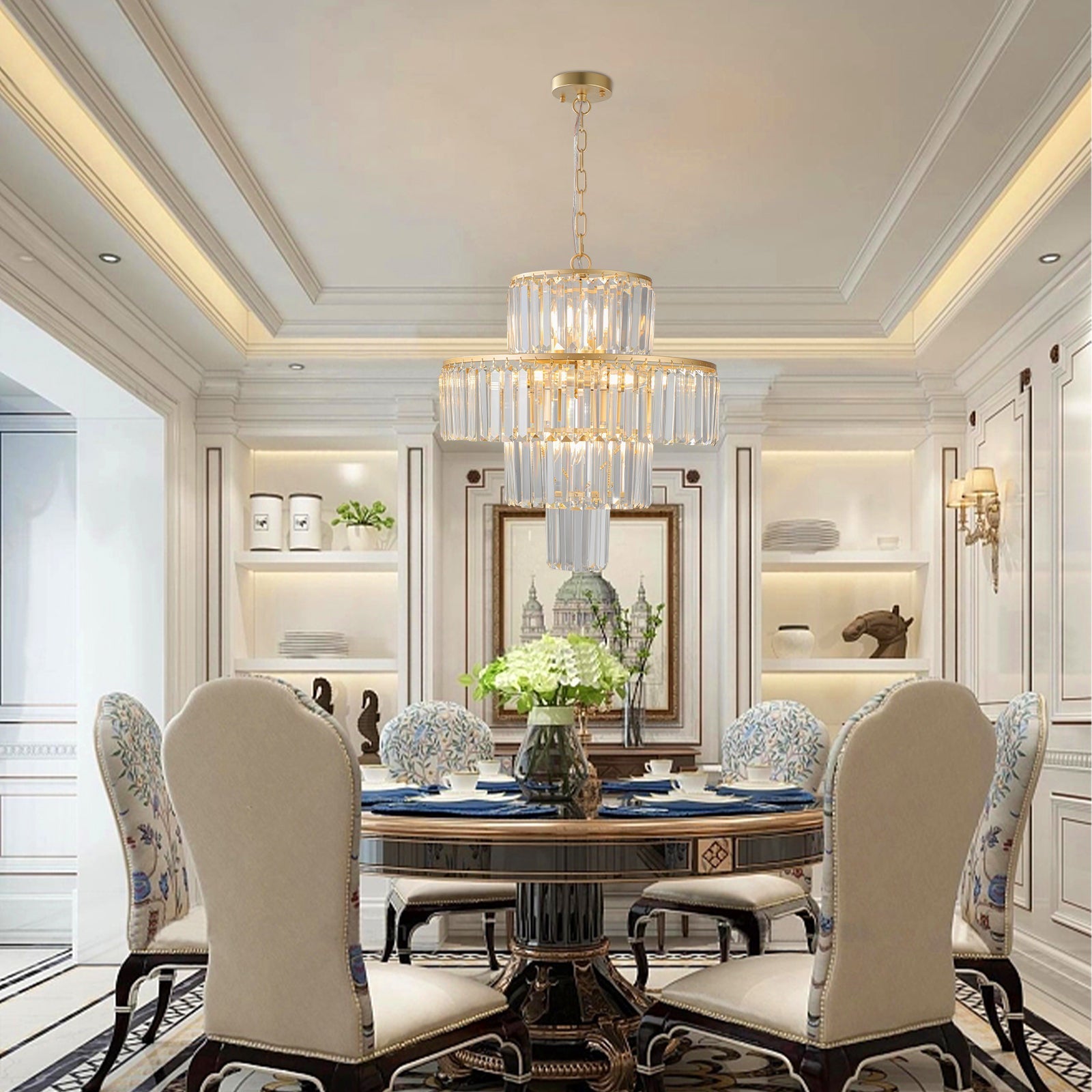 20' Modern Crystal Chandelier with Gold Finish