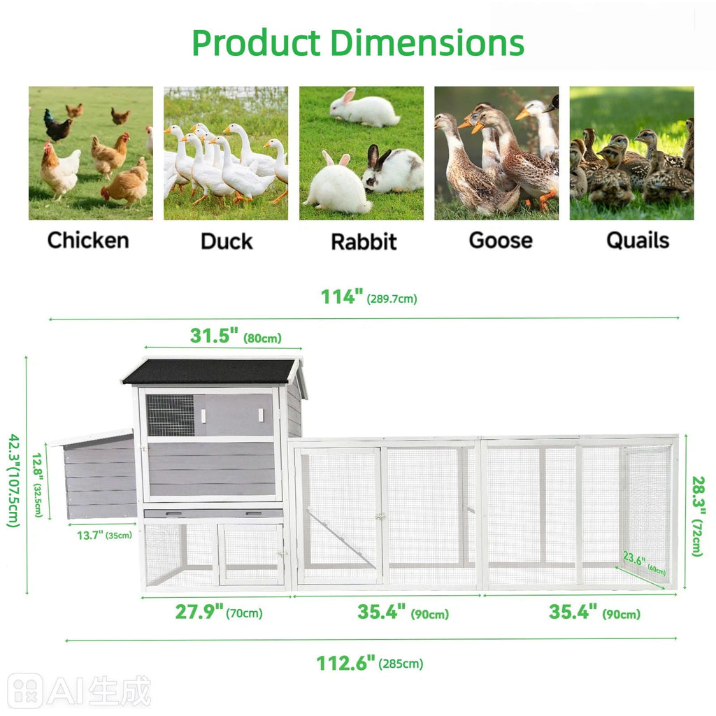 Chicken Coop With Run And Nesting Box