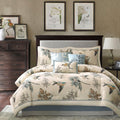 7 Piece Printed Cotton Twill Comforter Set Khaki Cal King
