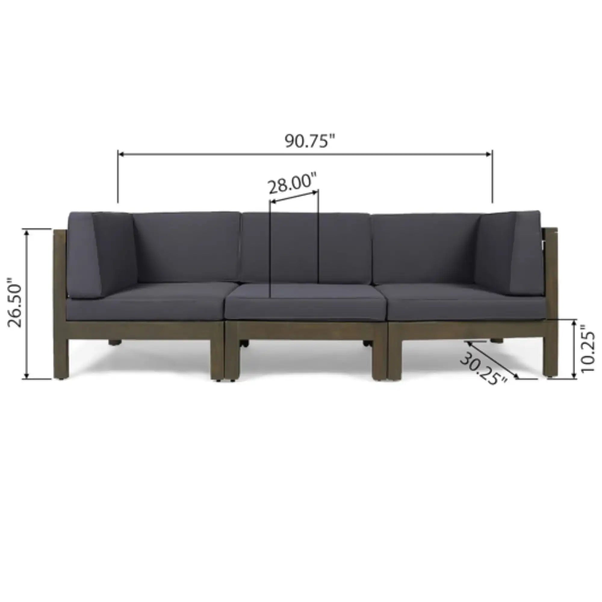 Oana 3 Piece Sofa Set With Water Resistant Cushions