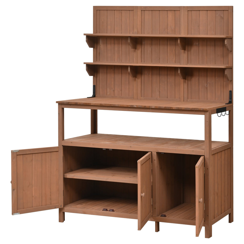 TOPMAX Potting Bench with Hutch, 50.2' Solid Fir Wood Garden Workstation