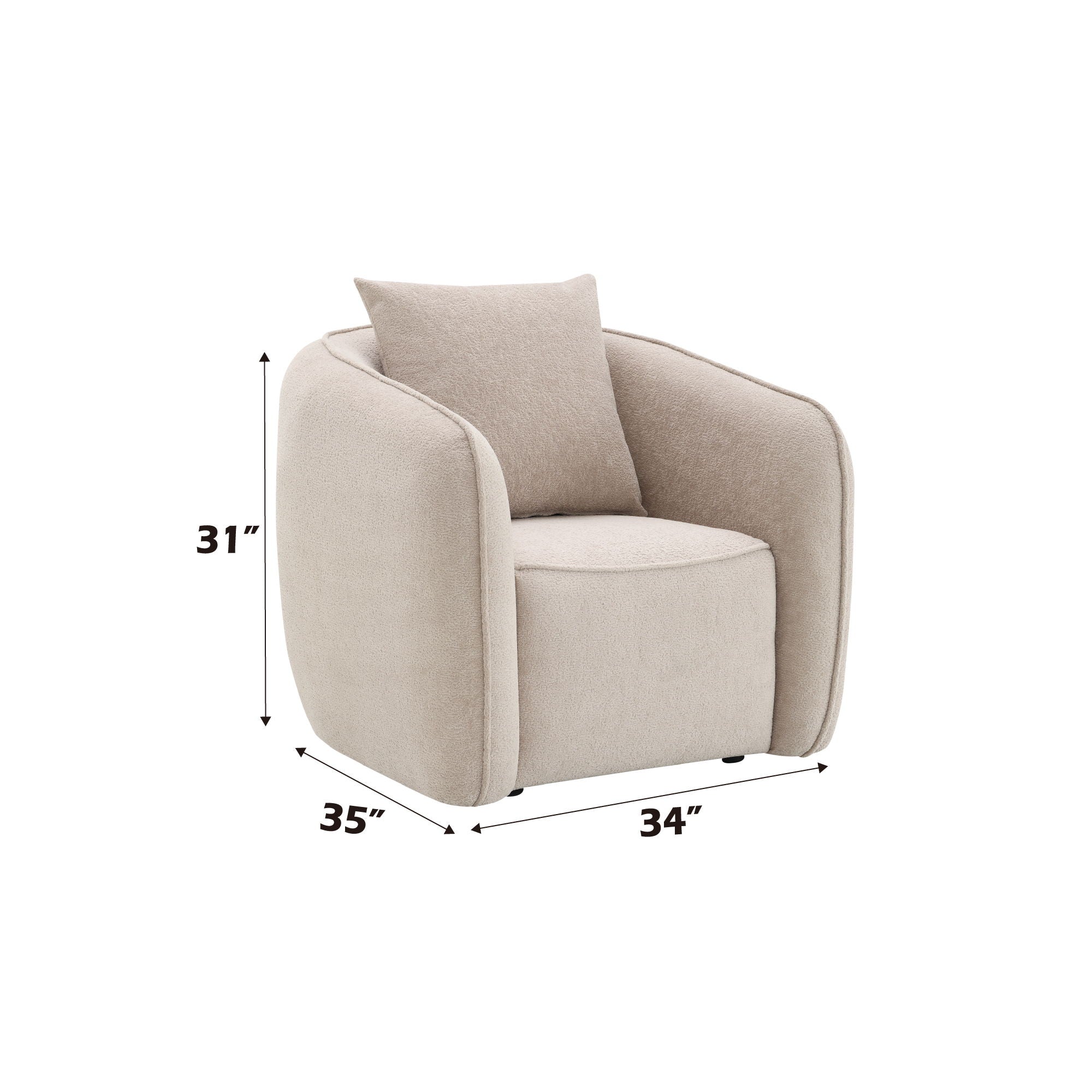 Keith Chenille Armchair With 1 Matching Color Toss Pillow