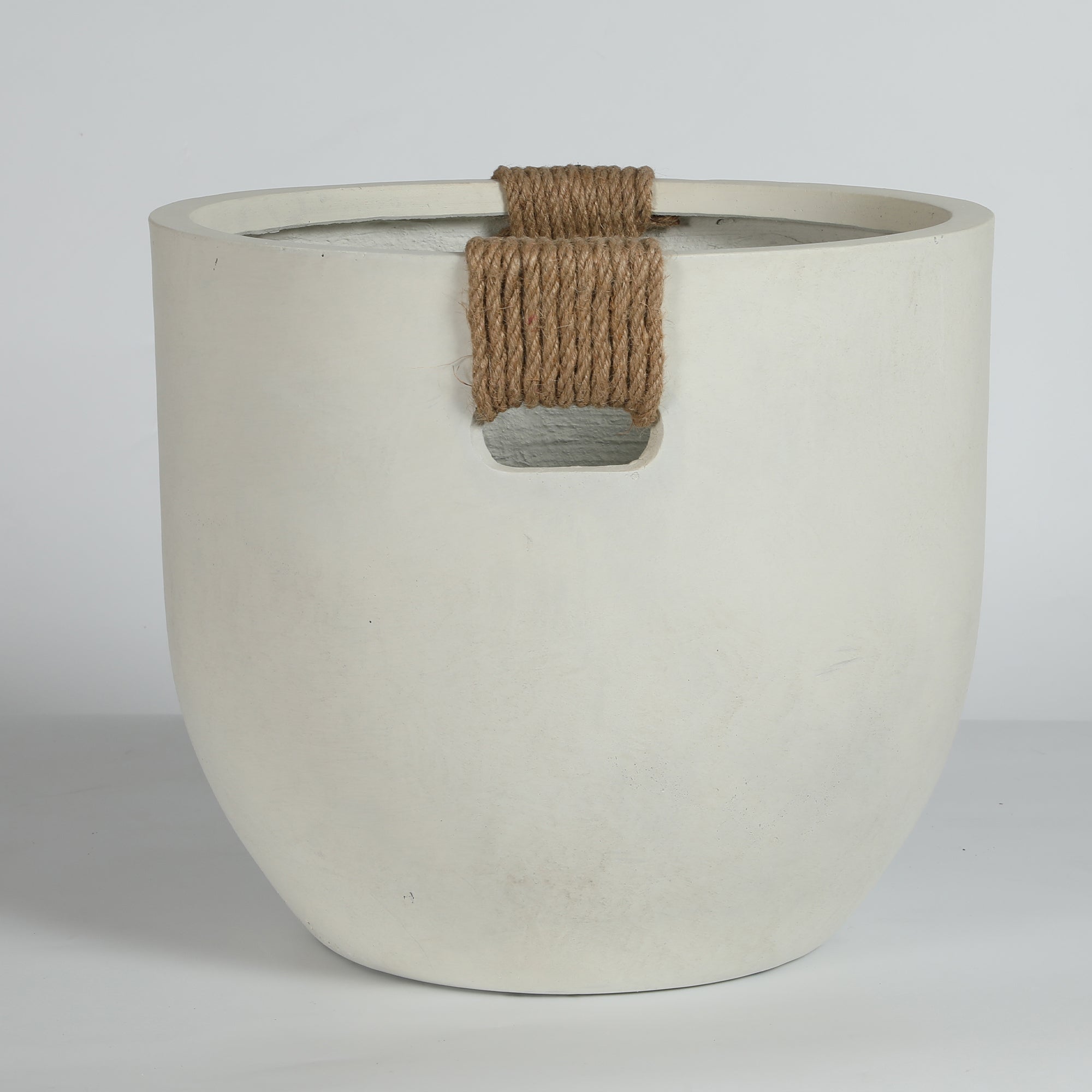 Round Concrete Planter Set of 2, Large Handmade Off White Pots