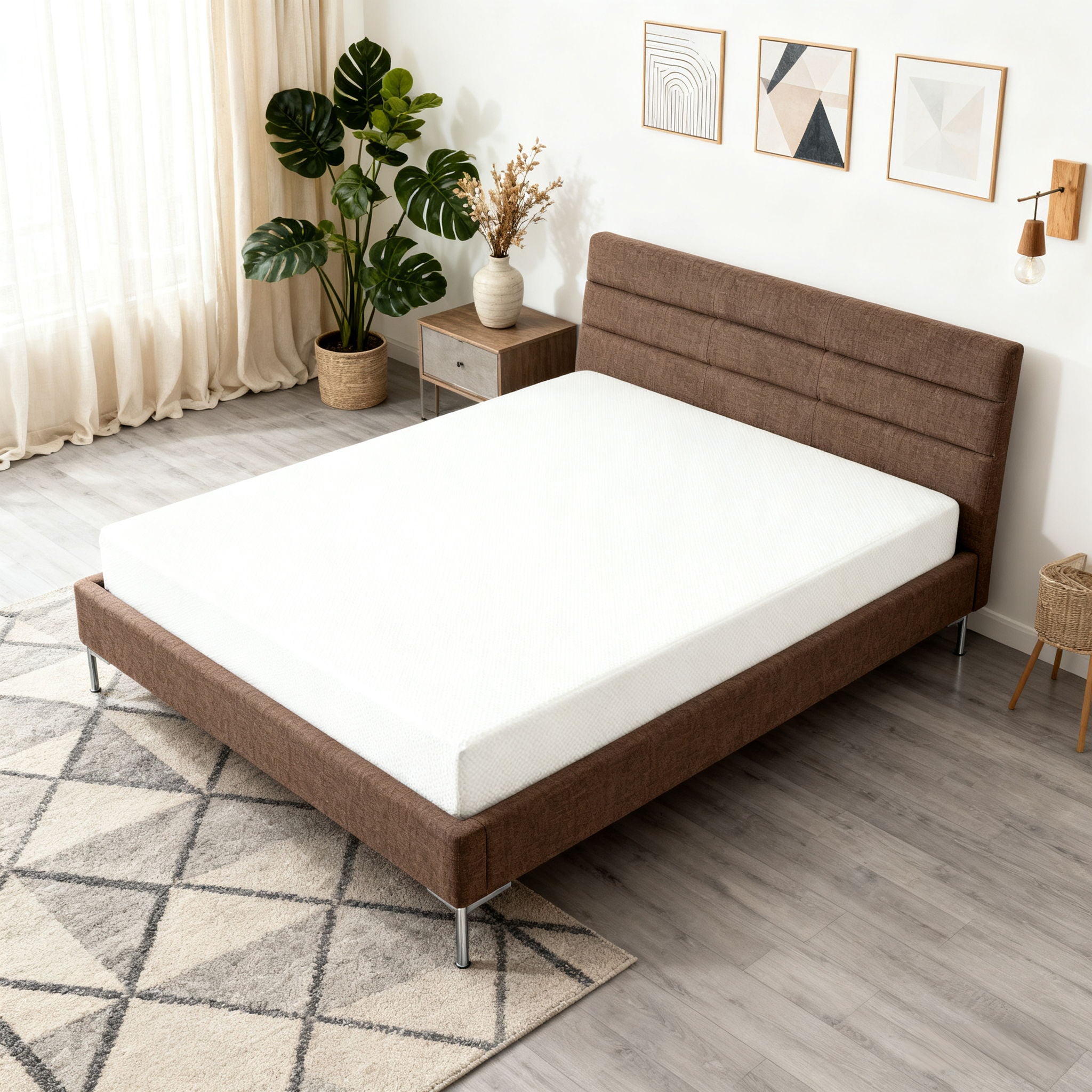 8" Twin Green Tea Memory Foam Mattress In Box - White