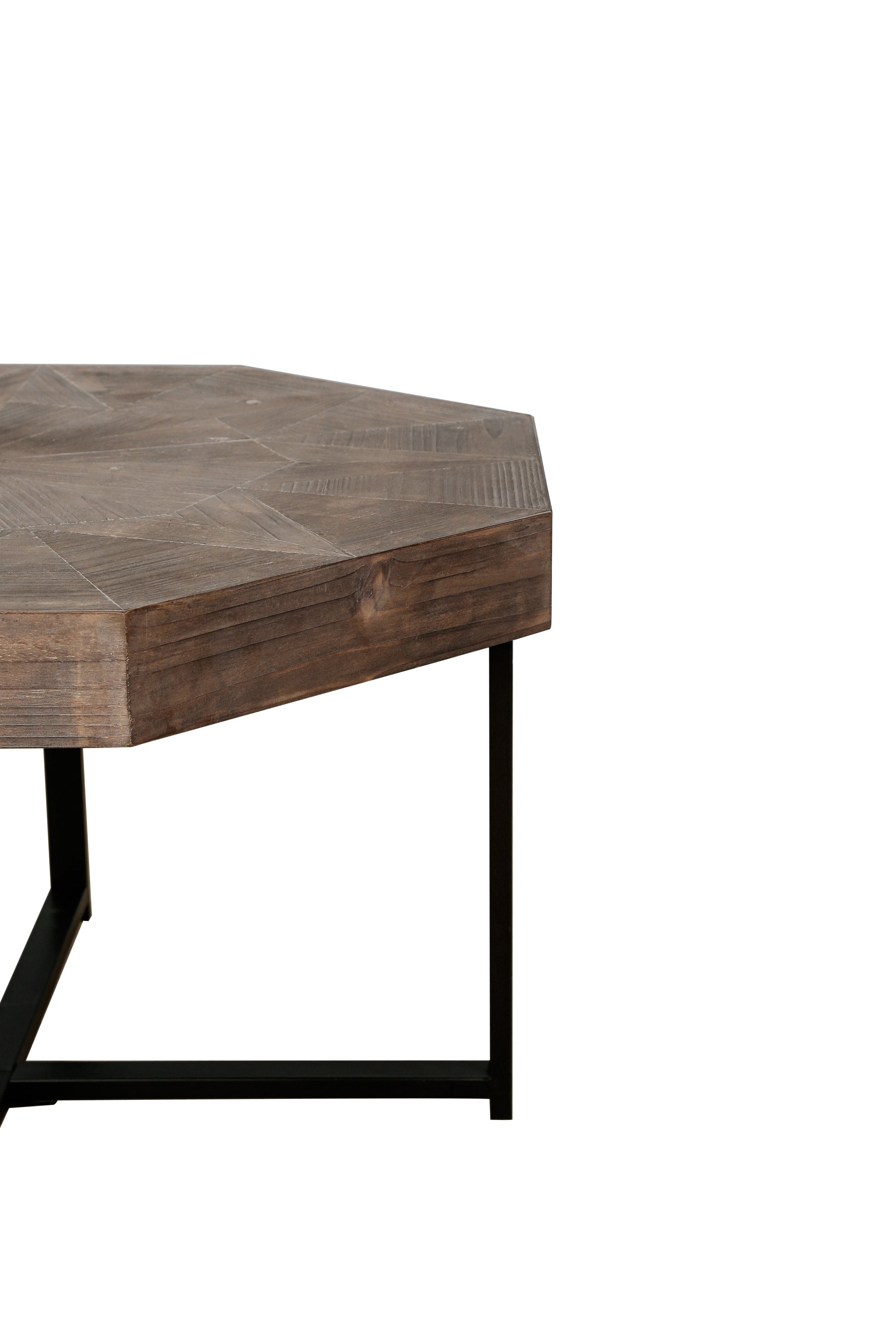 Wood Octagonal Vintage Patchwork Coffee Table
