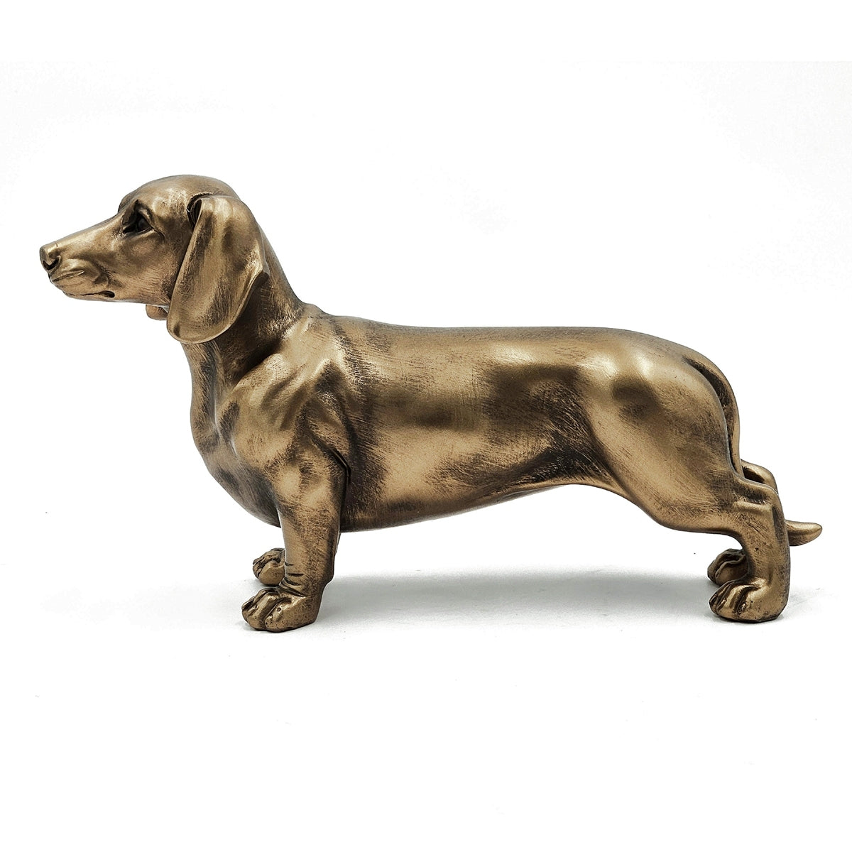 11.4x3.3x6.6' Lifelike Dachshund Figurine with Copper Finish