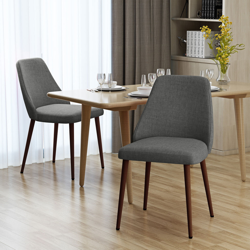 Modern Dining Chair With Iron Legs And Wood Finish