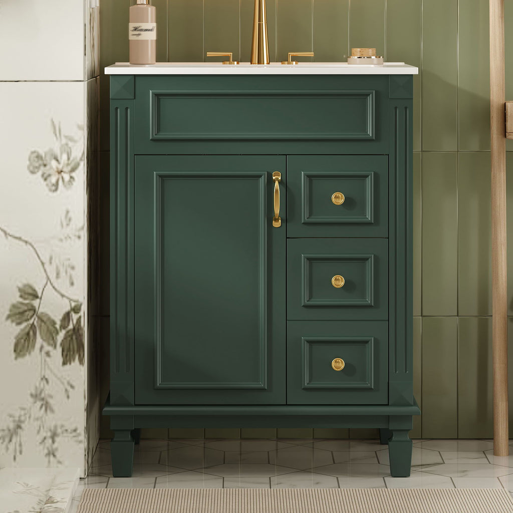 Bathroom Vanity With Sink, Compact Cabinet & 2 Drawers