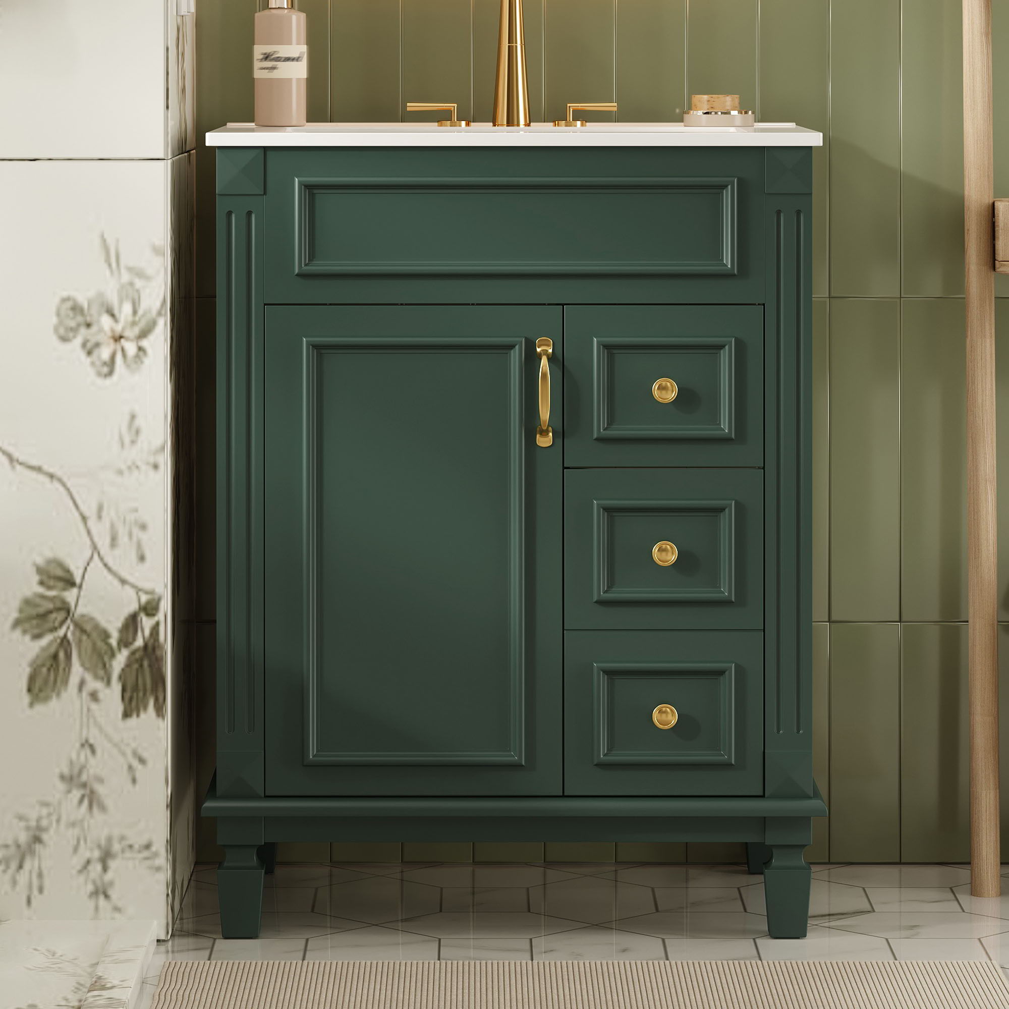 Bathroom Vanity With Sink, Compact Cabinet & 2 Drawers