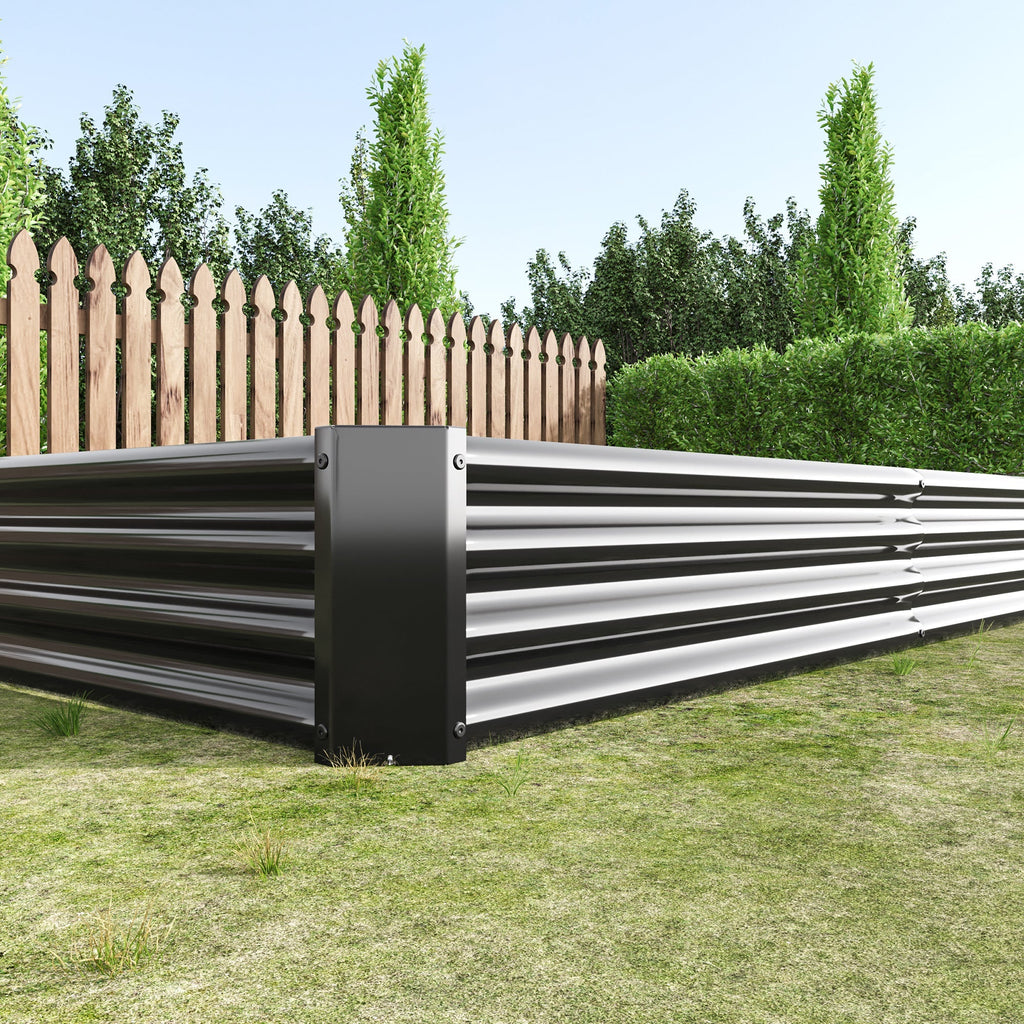 Raised Garden Bed Kit - Metal 7.6x3.7x0.98 ft Black