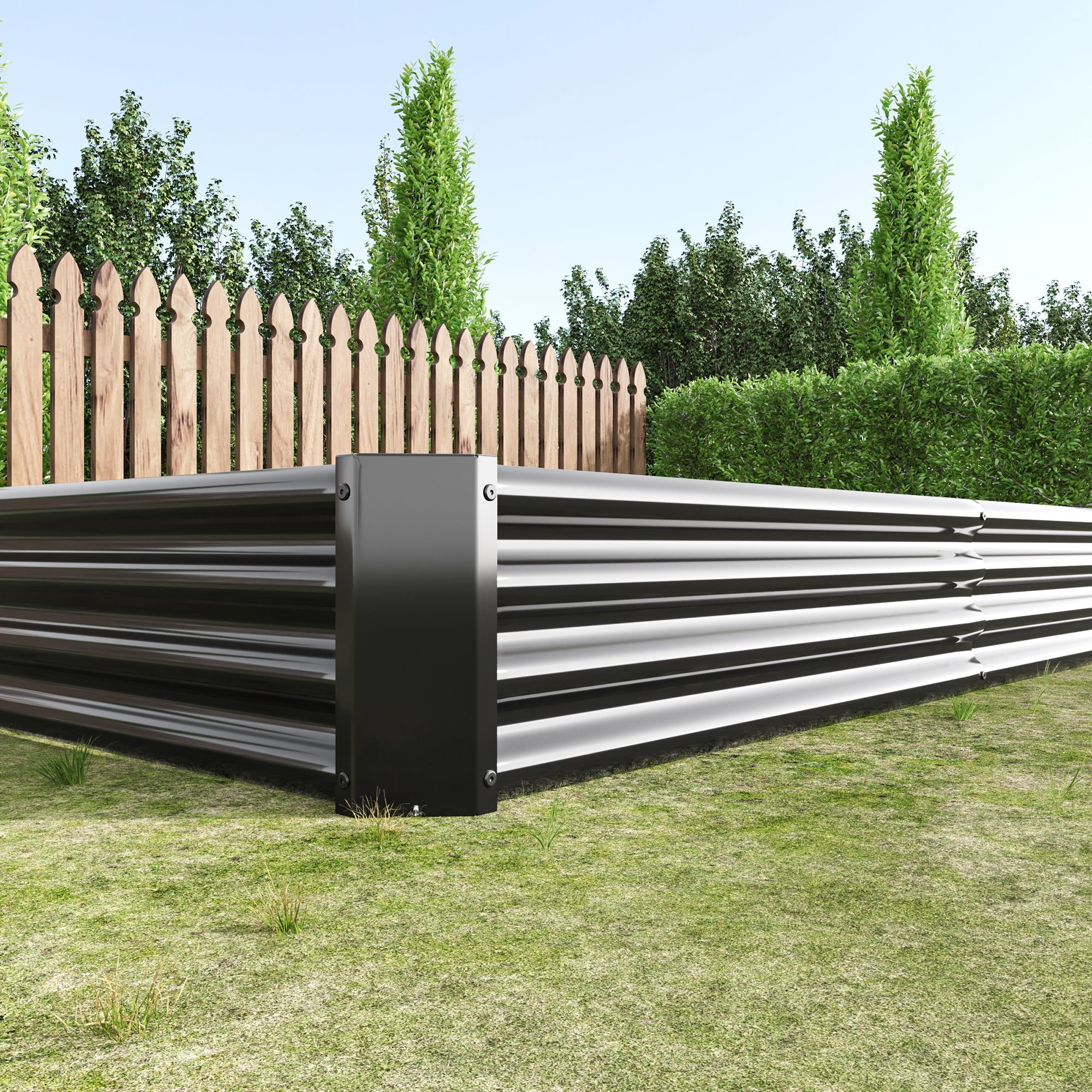 Raised Garden Bed Kit - Metal 7.6x3.7x0.98 ft Black