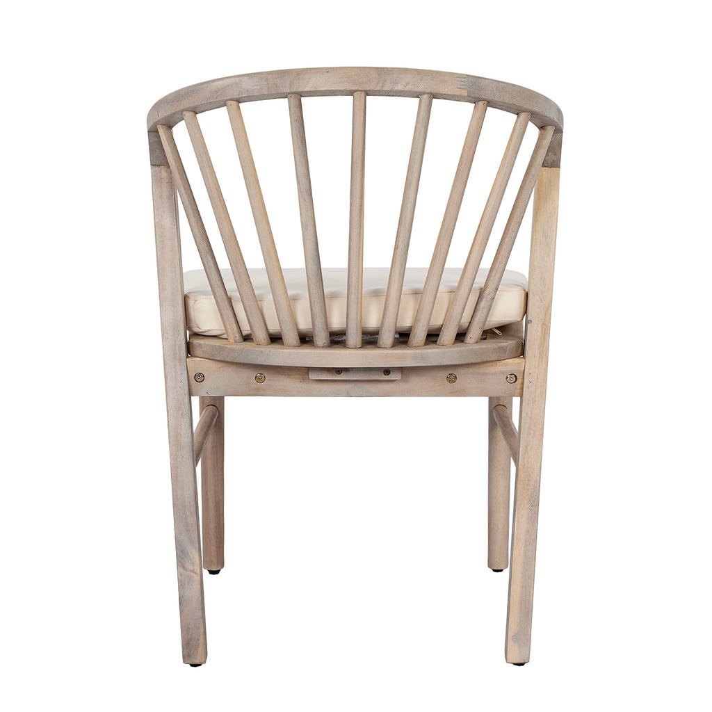 Outdoor Dining Chairs Set of 2 with Acacia Wood and Cream Washable Cushions