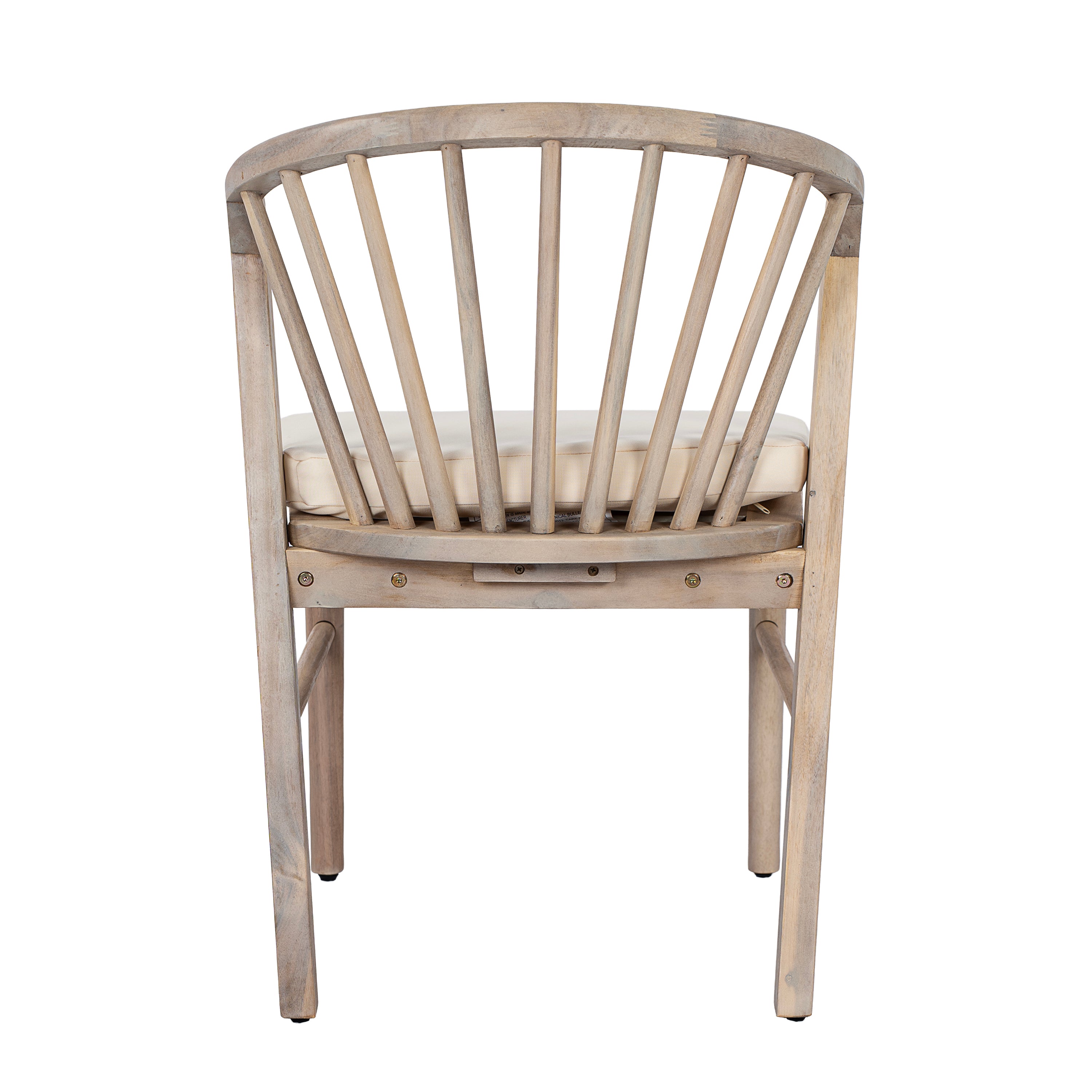 Outdoor Dining Chairs Set of 2 with Acacia Wood and Cream Washable Cushions