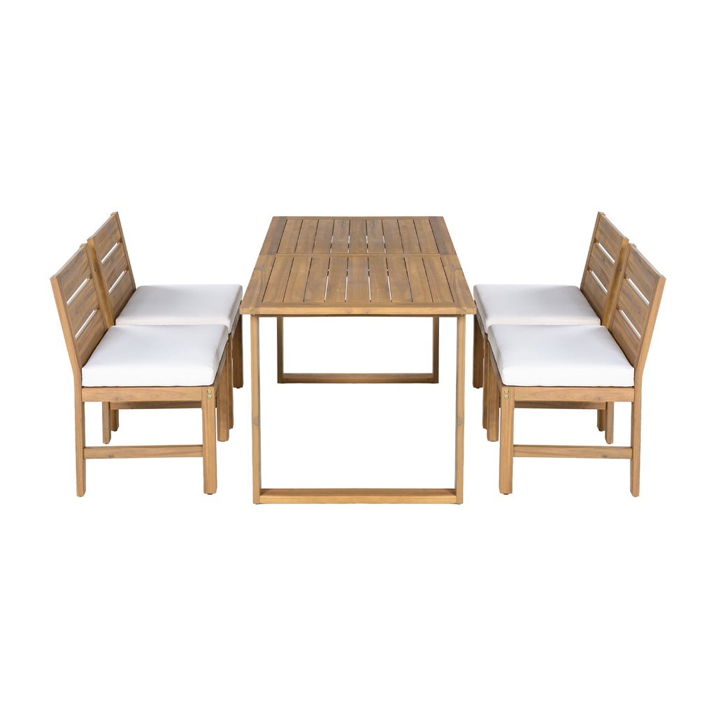 U_STYLE Farmhouse 5-Piece Outdoor Patio Dining Set with Adjustable Legs